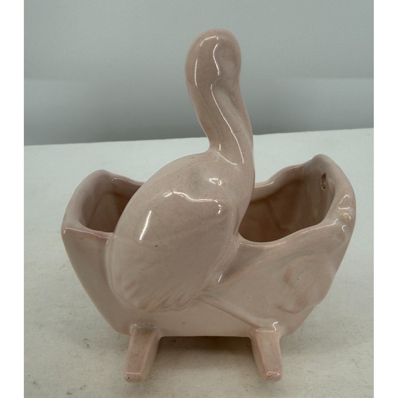Haeger Pink Stork Cradle Baby Nursery Planter Wall Pocket Vintage 1940s 4.5x5x6" - Picture 1 of 7